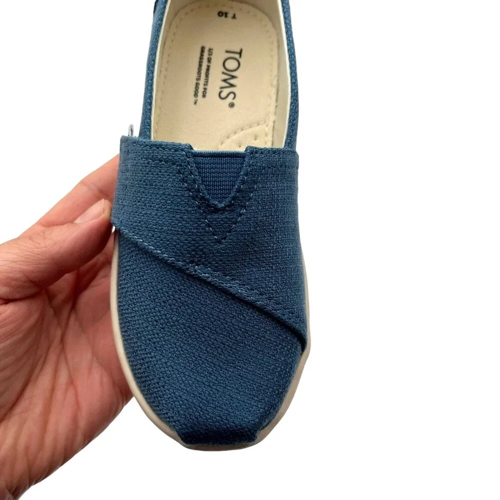Toms Toddler Girls Alpargata Slip-on Shoes Size 10 Ocean Blue Lightweight& Comfy